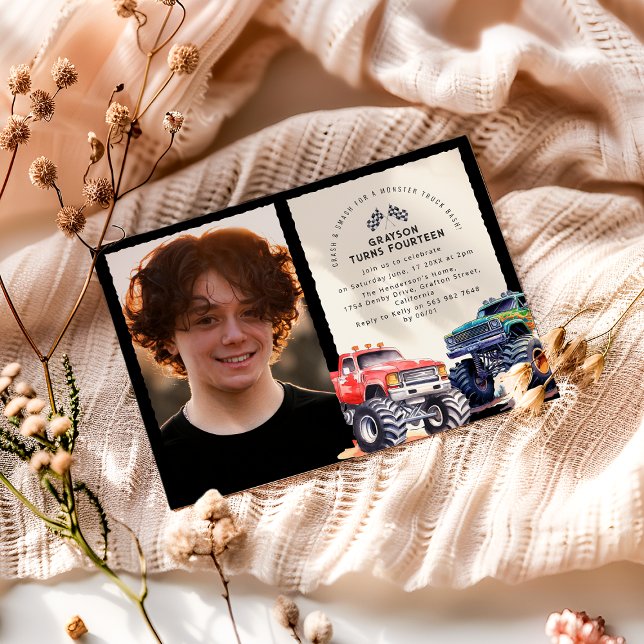 Invitación Monstruo Camión temático foto fiesta de cumpleaños (Subido por el creador)