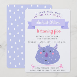Invitación Monstruo Cute Purple | Cumpleaños de los niños