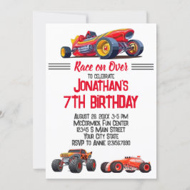 Invitación Monstruo de coches de carreras Carreras Cumpleaños
