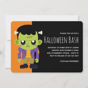 Invitación Monstruo de Frankenstein verde de Halloween