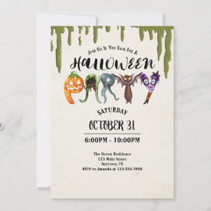 Invitación Monstruo de Halloween Cartas Fiesta de Halloween
