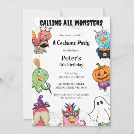 Invitación Monstruo de Halloween Fiesta de disfraces de cumpl