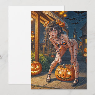 Invitación Monstruo de Halloween Jack-o-Lantern y chica murci