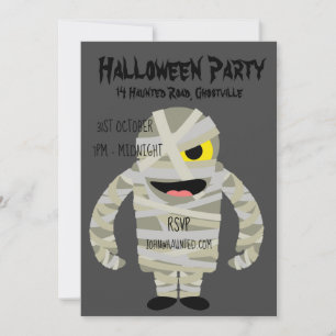 Invitación monstruo de la momia de la fiesta de Halloween