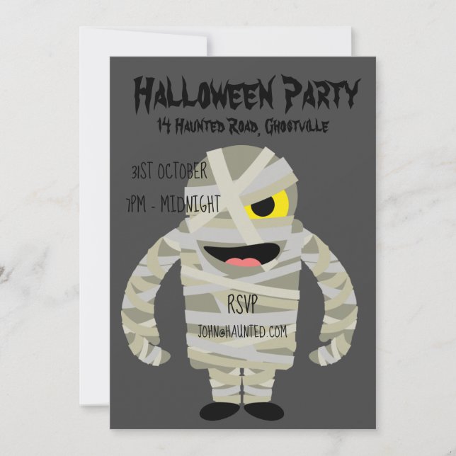 Invitación monstruo de la momia de la fiesta de Halloween (Anverso)