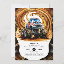 Monstruo de ruedas simple Cumpleaños de camiones