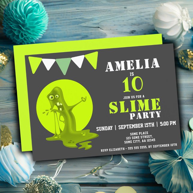 Invitación Monstruo de Slime Espantoso Fiesta de Cumpleaños S (Subido por el creador)