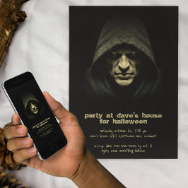 Invitación Monstruo Demonio Malvado con Capucha Fiesta de Hal