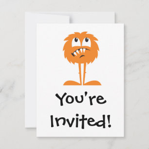 Invitación monstruo divertido naranja peludo