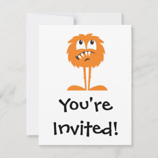 Invitación monstruo divertido naranja peludo