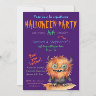 Invitación Monstruo lindo Bash Fiesta de disfraces de Hallowe