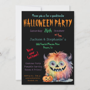 Invitación Monstruo lindo Fiesta de disfraces de Halloween