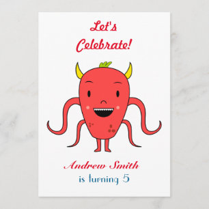 Invitación Monstruo rojo lindo