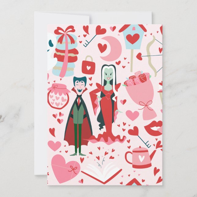 Invitación monstruo rosa de San Valentín vampiro fantasma (Anverso)