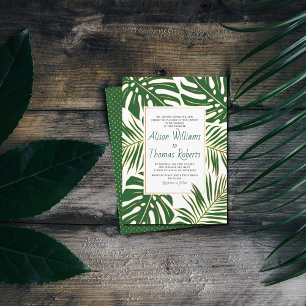 Invitación Monstruo tropical y boda de hojas verdes de palma