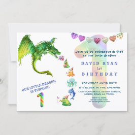 Invitación Monstruos de Dragón Cute Foto del Bebé Primer cump
