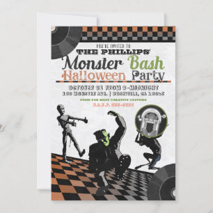 Invitación Monstruos de Halloween Monster Bash Costume Fiesta