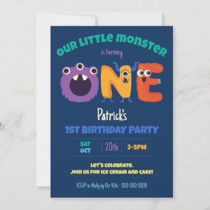 Invitación Monstruos de los Alpes Primer cumpleaños nuestro p
