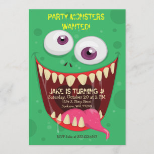 Invitación Monstruos de Monster Face Fiesta quieren fiesta de