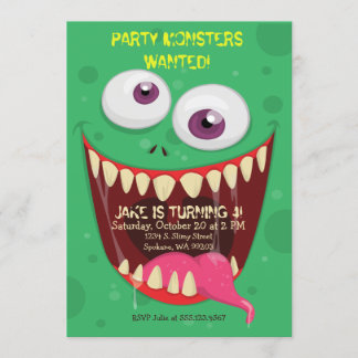 Invitación Monstruos de Monster Face Fiesta quieren fiesta de