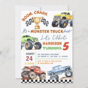 Invitación Monstruos modernos para niños fiesta de cumpleaños