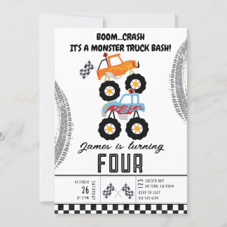 Invitación Monstruos modernos para niños fiesta de cumpleaños