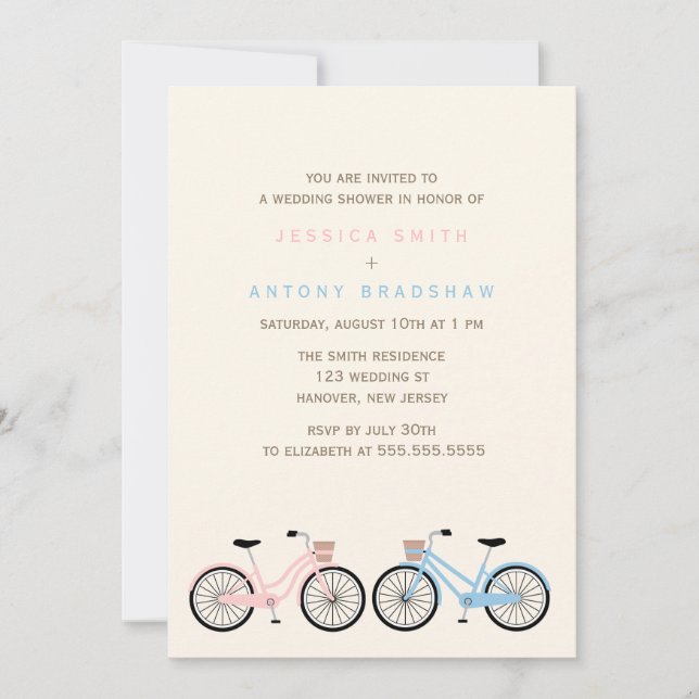 Invitación Monta en bicicleta su y el suyo ducha nupcial (Anverso)