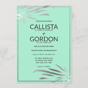 Invitación Monta Neo de Plata deja Boda Purpurina de borde
