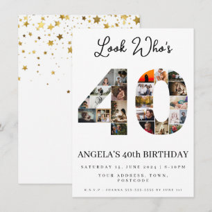 Invitación montaje de fotos del 40 cumpleaños mira quién cump