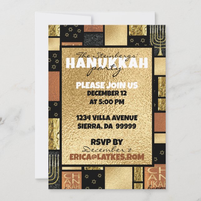 Invitación Montaje elegante de Hanukkah (Anverso)