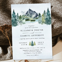 Invitación Montaña acuarela Elegante Boda temático rústico