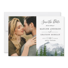 Montaña acuarela Pine Two Photo Save the Date