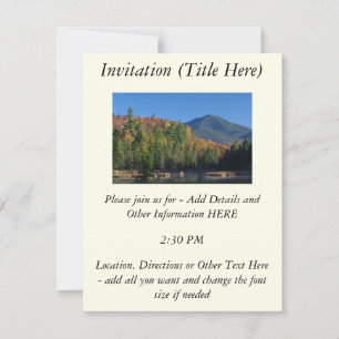 Invitación Montaña blanca sobre pequeño estanque de tramas