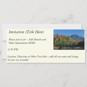 Invitación Montaña blanca sobre pequeño estanque de tramas