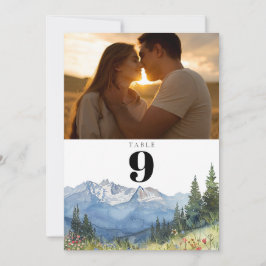 Invitación Montaña de color de agua moderna Número de tabla d