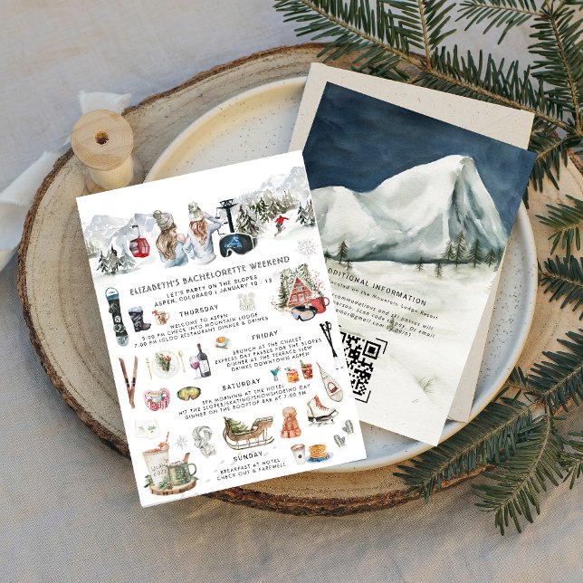 Invitación Montaña de invierno | Fiesta de la soltera de esqu (Subido por el creador)