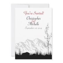 Montaña de la silueta Boda negro, blanco y rojo