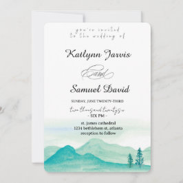 Invitación Montaña de pino de acuarela minimalista