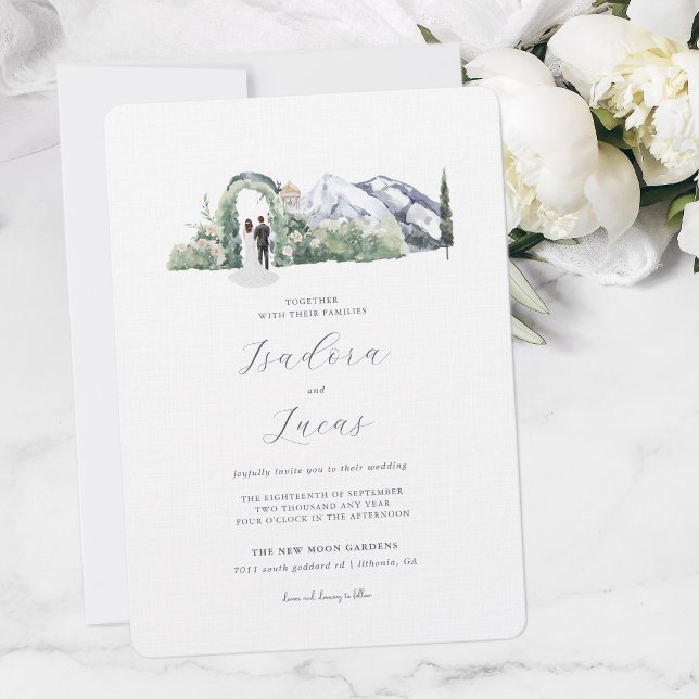 Invitación Montaña floral elegante | BODA (Subido por el creador)