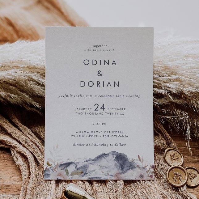Invitación Montaña Floral Simple Todo En Un Boda (Subido por el creador)