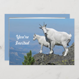 Invitación Montaña Goats White Wildlife Photo Birday