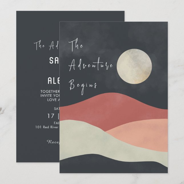 Invitación Montaña Paisaje La aventura comienza Boda