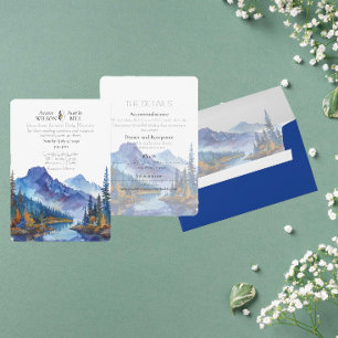 Invitación Montaña panorámica y Boda del lago