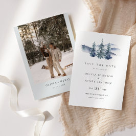 Invitación Montaña Pine Tree Photo Save the Date Card