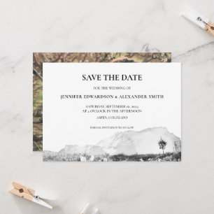Invitación Montaña rural de acuarela rusa Salven la fecha