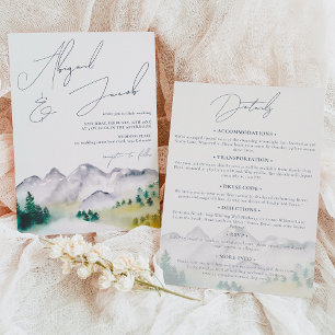 Invitación Montaña rusa de Boho Colorado en un solo boda