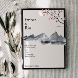 Invitación Montaña Sakura | Casual v2 Boda fronterizo