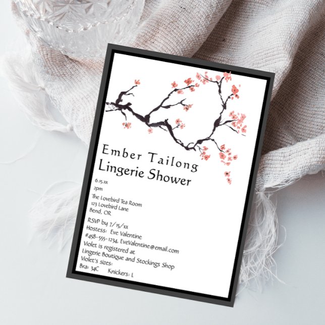 Invitación Montaña Sakura | Ducha Casual de Lingerie Border (Subido por el creador)
