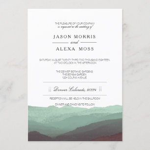 Invitación Montañas acuarelas   Boda elegante