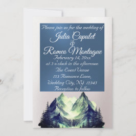 Invitación Montañas acuáticas Azul 2 Boda